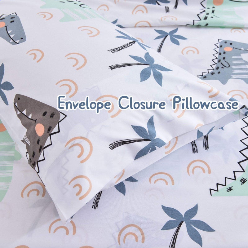 JSD مجموعة ملاءات أطفال ديناصور JSD بحجم توين، 3 قطع مطبوعة بأشجار النخيل من الألياف الدقيقة، جيب عميق - Image 5